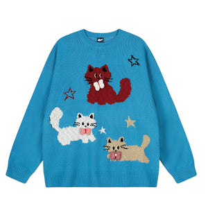 Bow Cats | Cozy Cartoon Knit Sweater