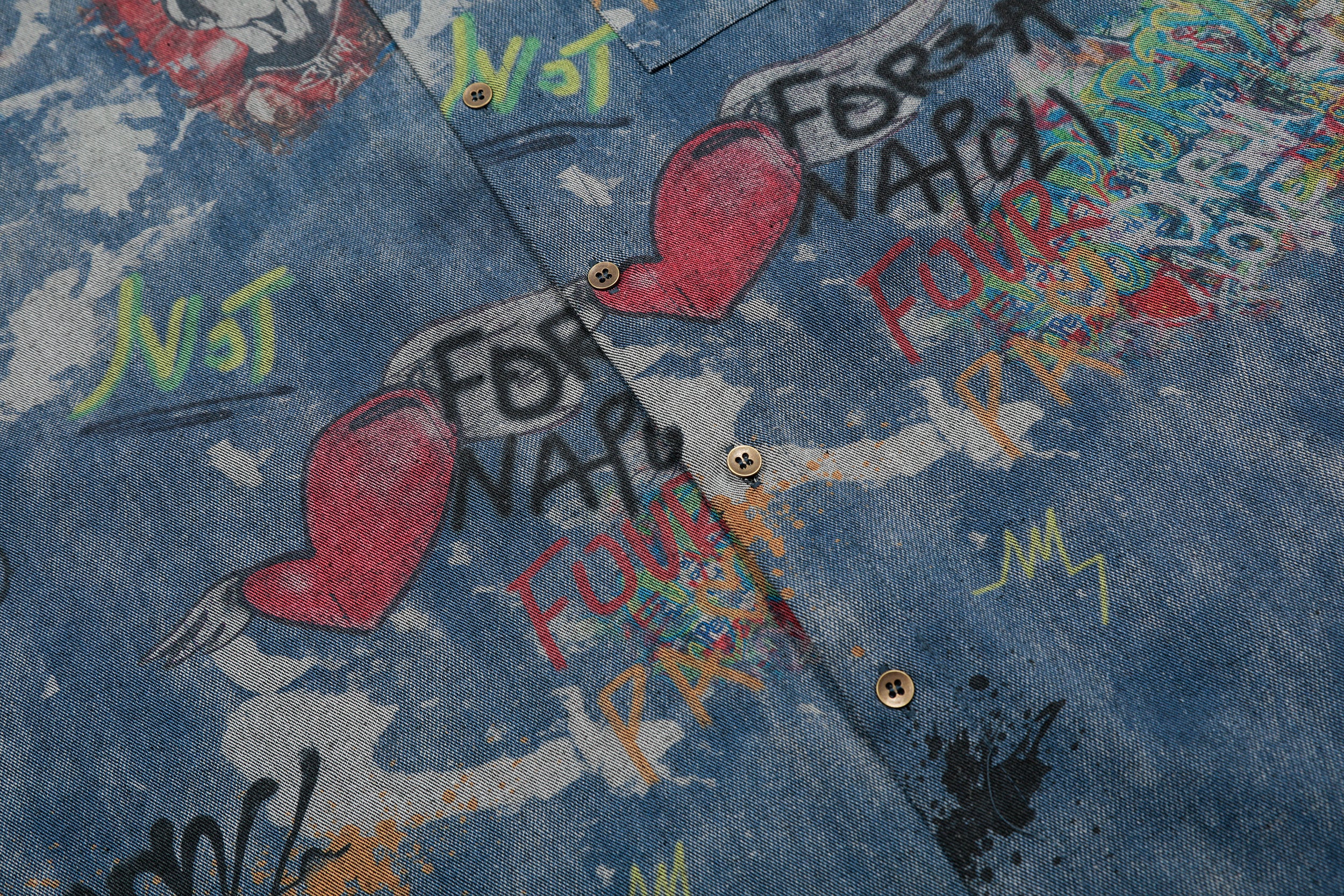 Vintage Graffiti | Denim Shirt - Santo