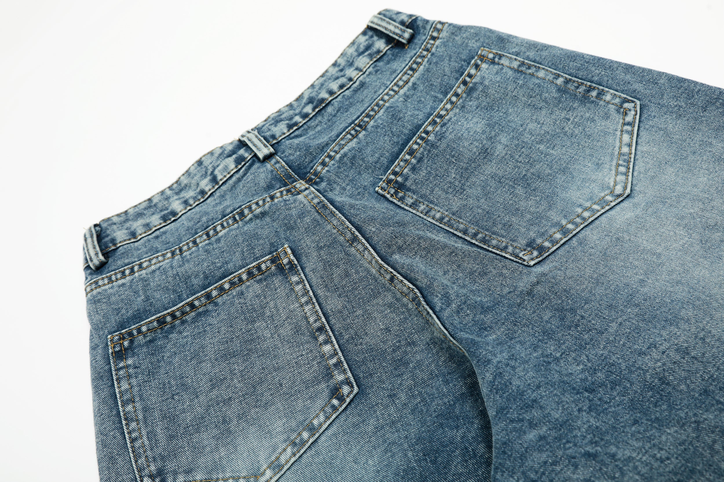 Star Stitching Washed | Wide Jeans - Santo