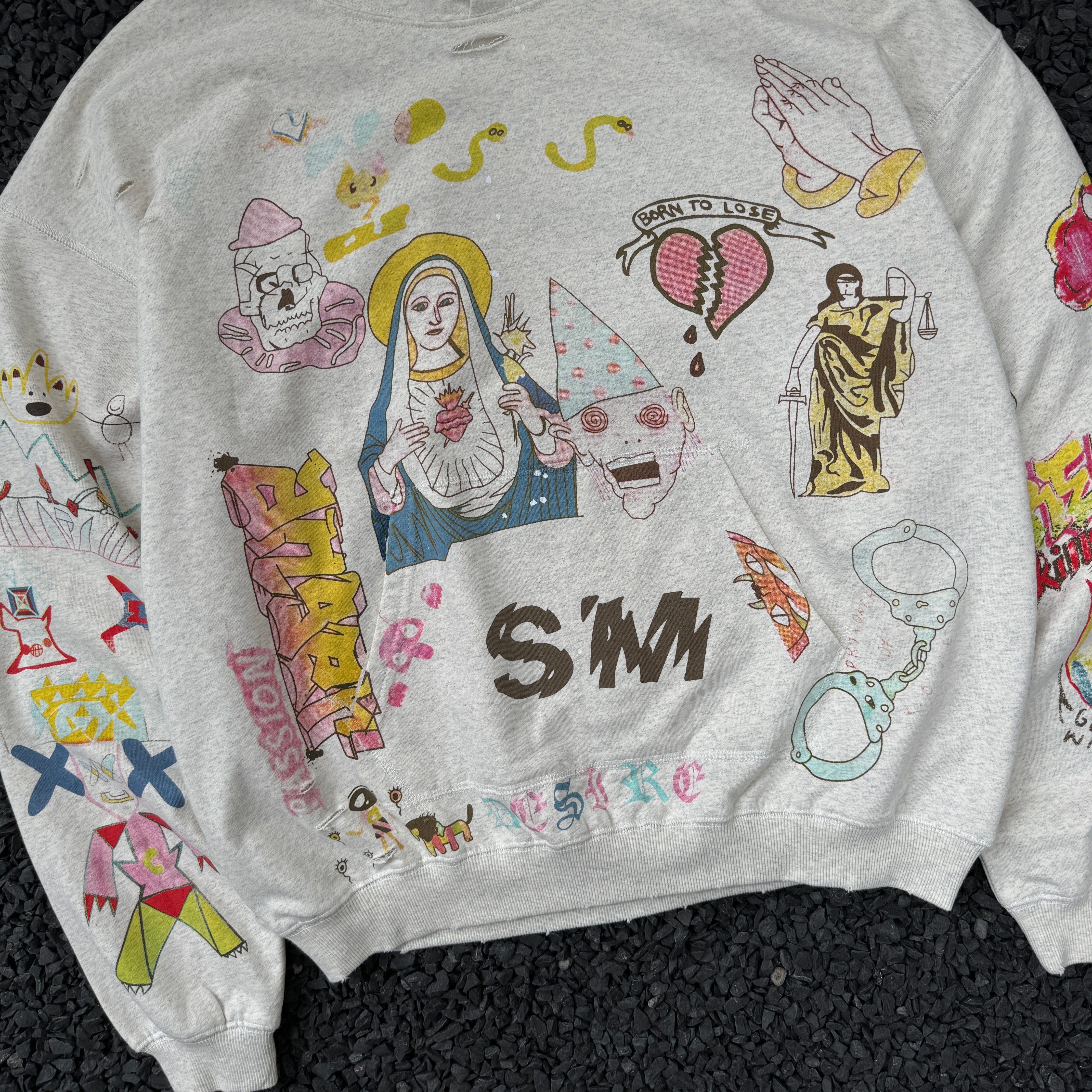 Graffiti Icon Print | Washed Hoodie - Santo