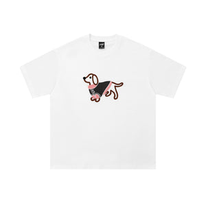 Scarf Pup | Embroidered Dog Patch Tee