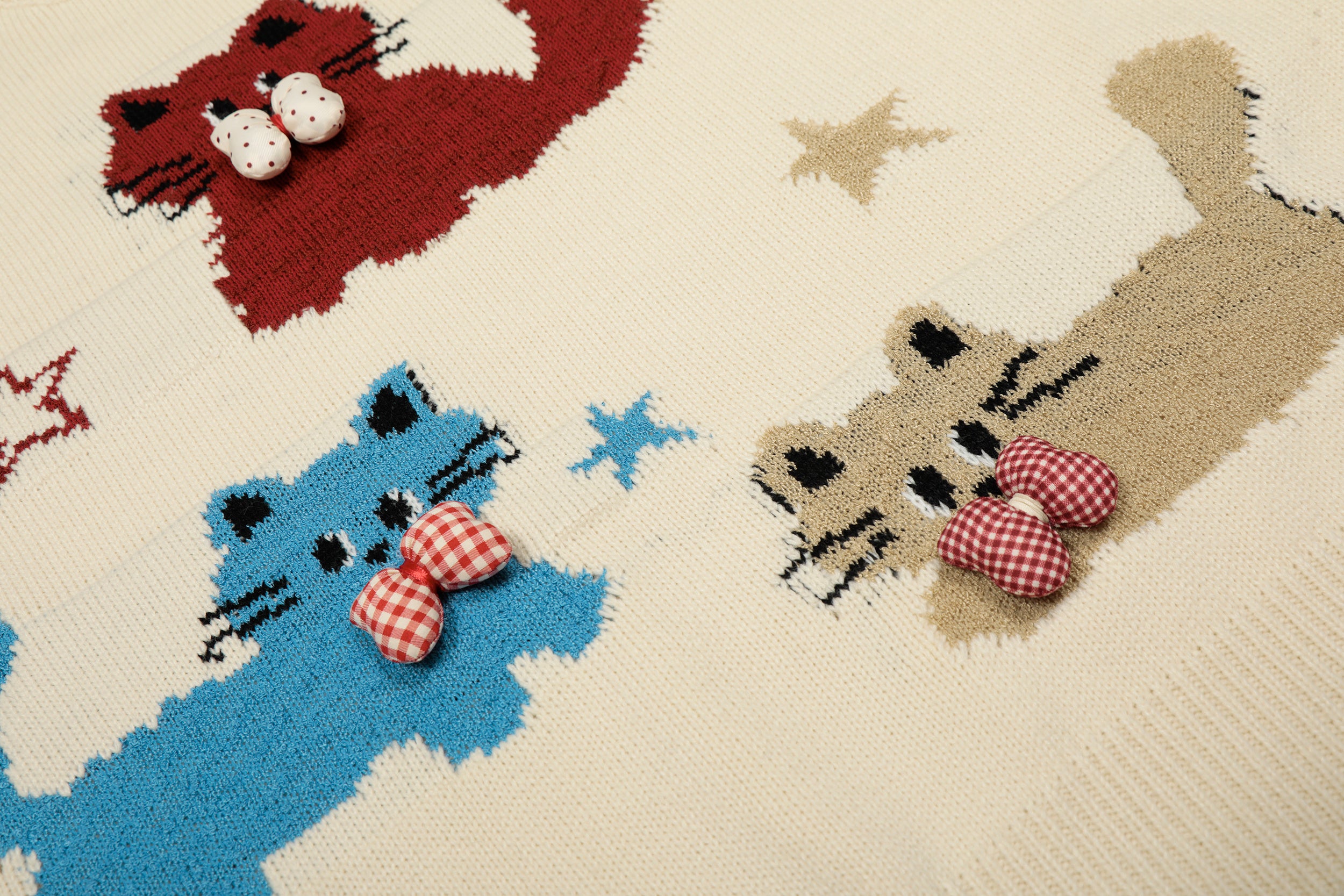 Bow Cats | Cozy Cartoon Knit Sweater