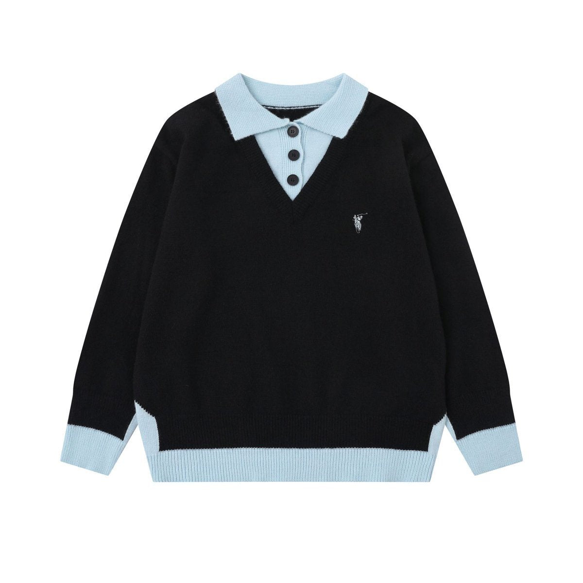 Classic Line | Contrast Collar Knit Polo Sweater