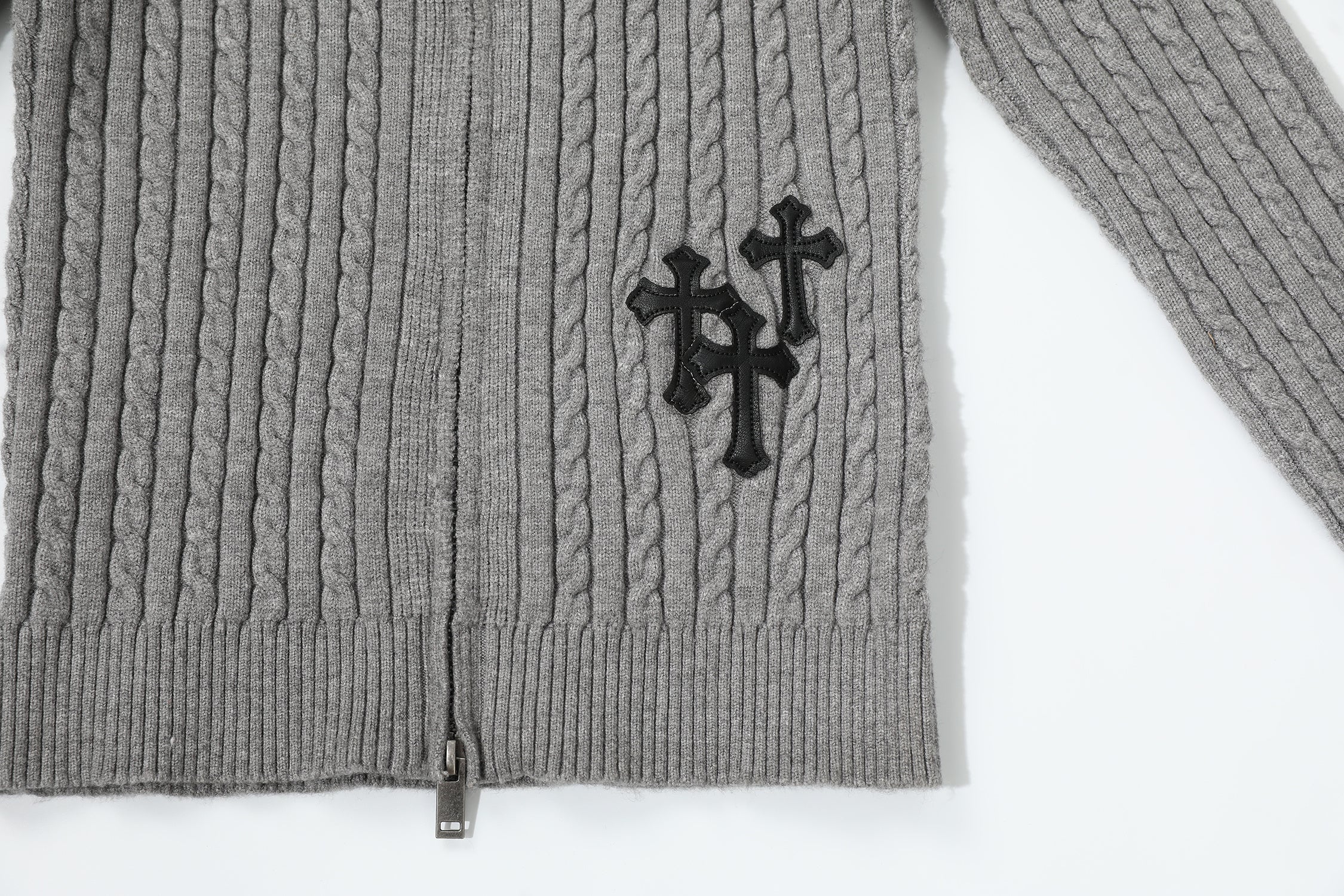 Fuzzy Pup | Striped Knit Cardigan with Dog Embroidery