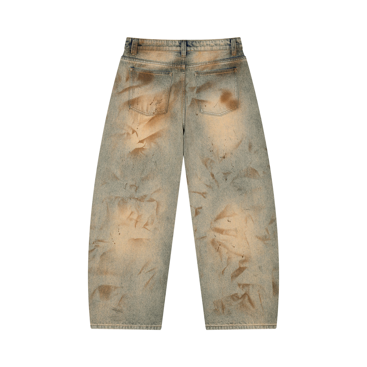Stressed Barrel Leg Jeans