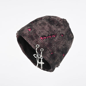 Retro Wasteland Style Distressed Knit | Hanging Charm Beanie