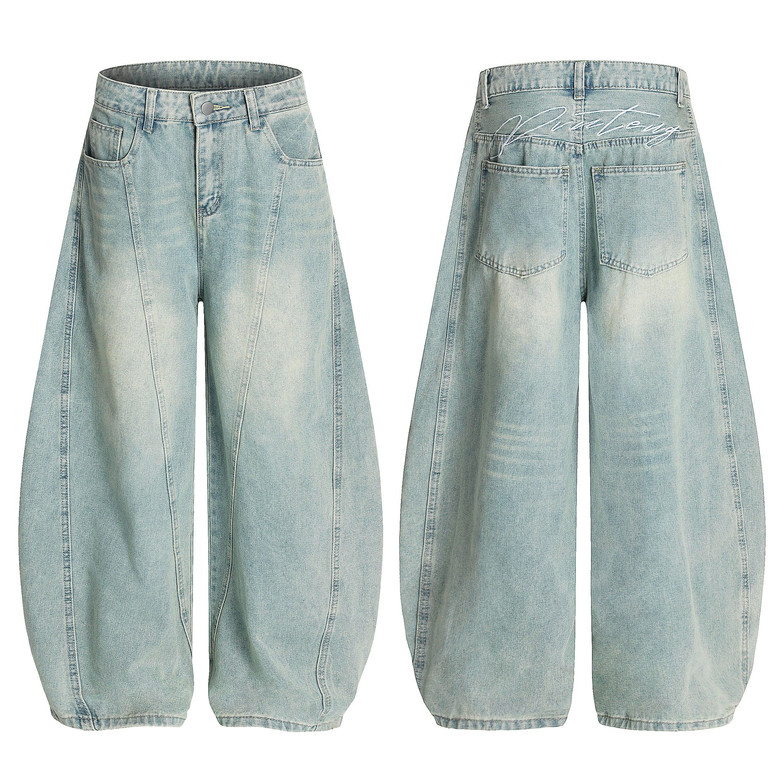 Unisex Faded Oversized Balloon Jeans