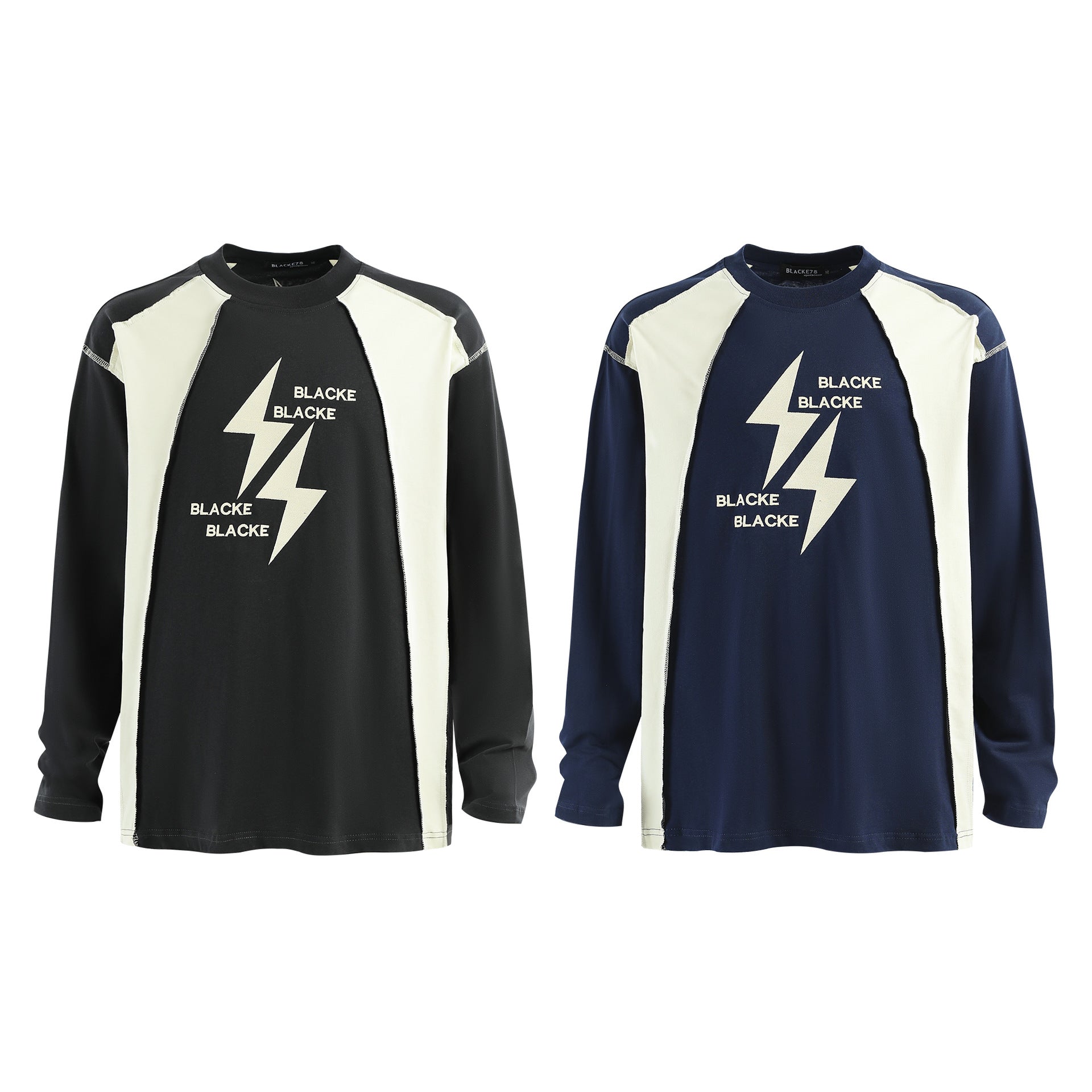 Lightning Graphic Sweatshirt | Contrast Stitch Long Sleeve Top