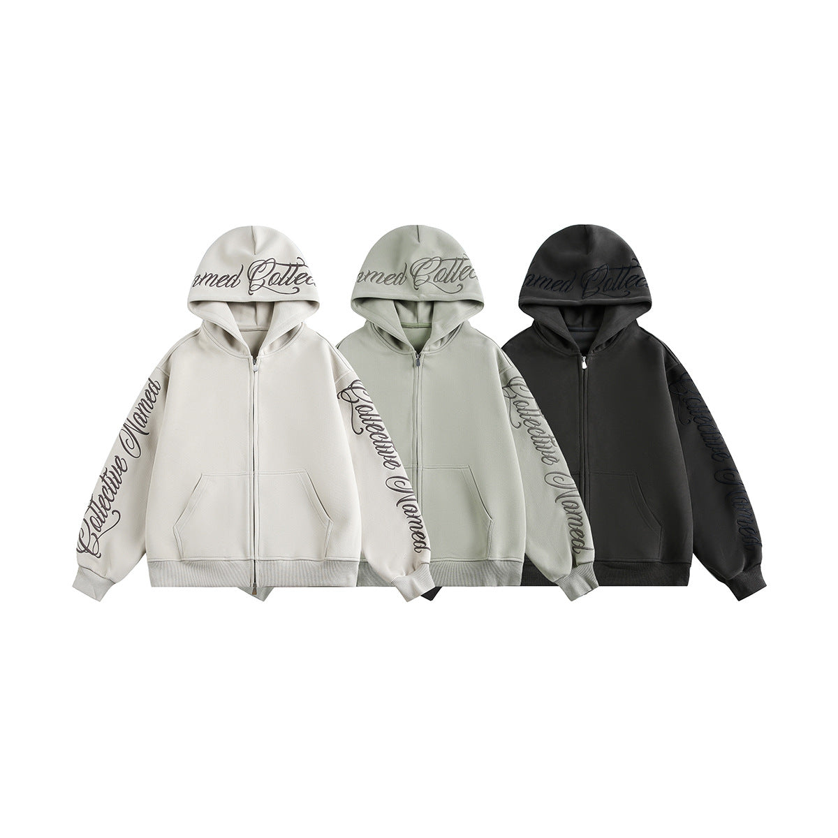 Script Embroidery Zip Up Hoodie detail image 12