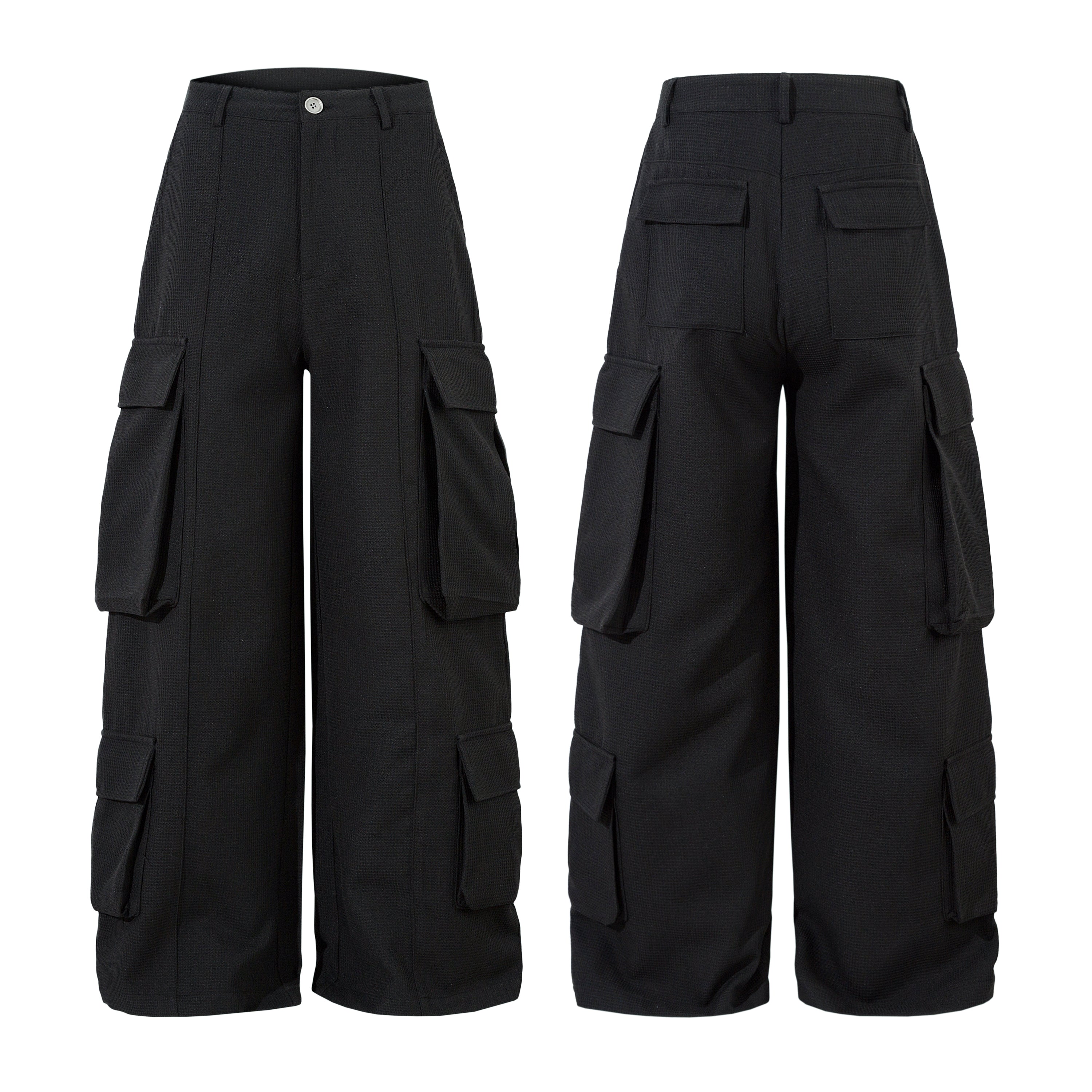 Unisex Multi-Pocket Wide Cargo Pants - Santo