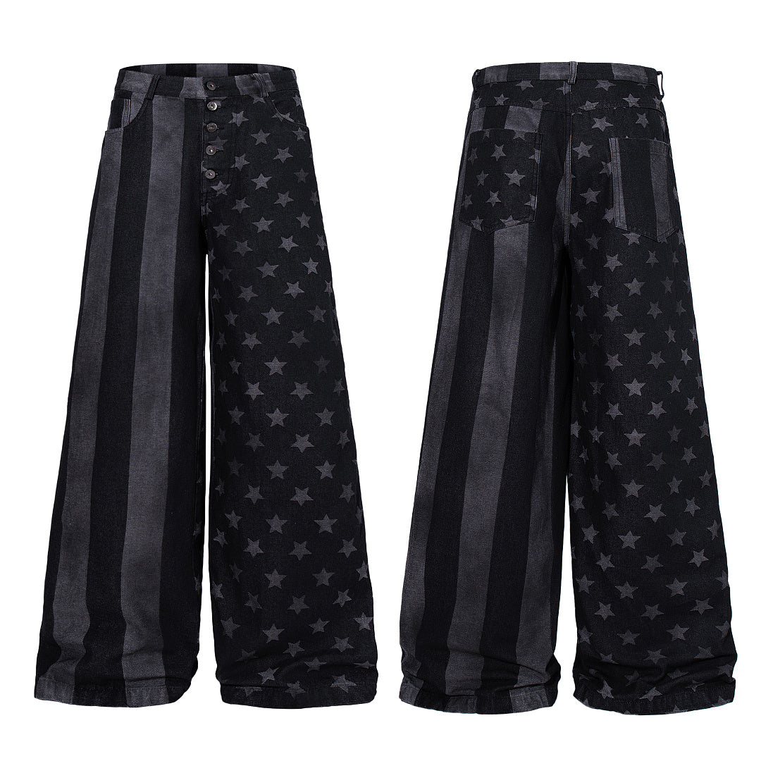 Striped Star Baggy Barrel Jeans detail image 8