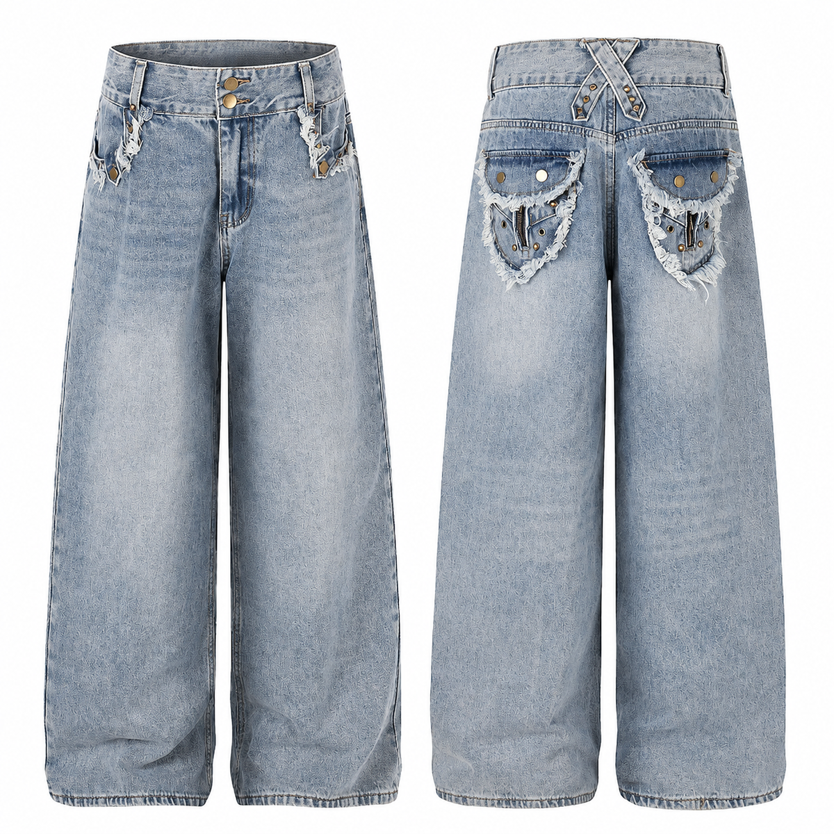 Washed Frayed Jeans detail image 8