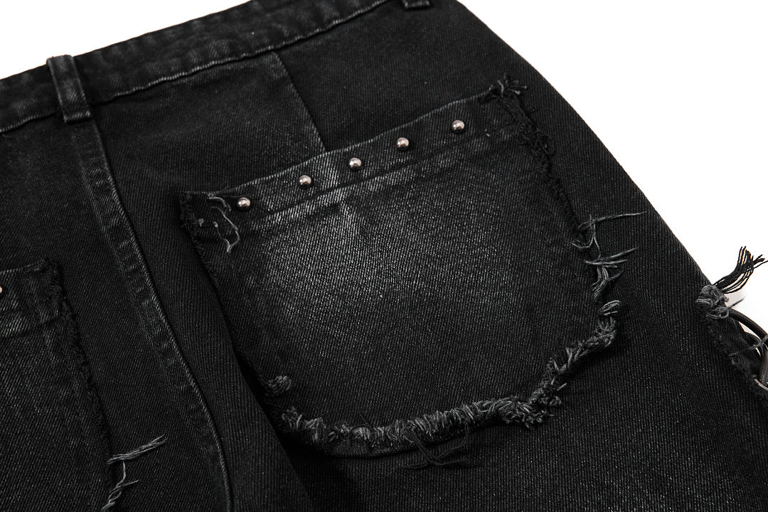 Studded Distressed Bootcut Jeans detail image 10