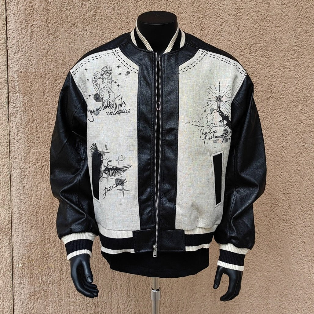 Street Art Graffiti | Leather Bomber Jacket - Santo