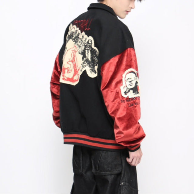 Casual Loose Fit Streetwear | Colorblock Patchwork Jacket - Santo