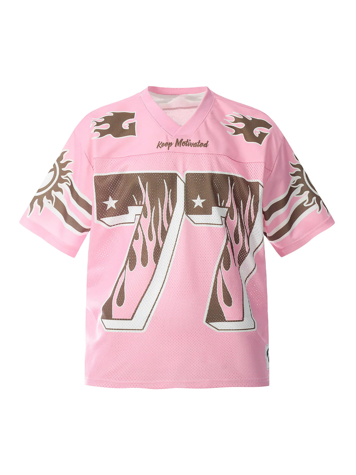 77 Flame Print Mesh Pink Jersey