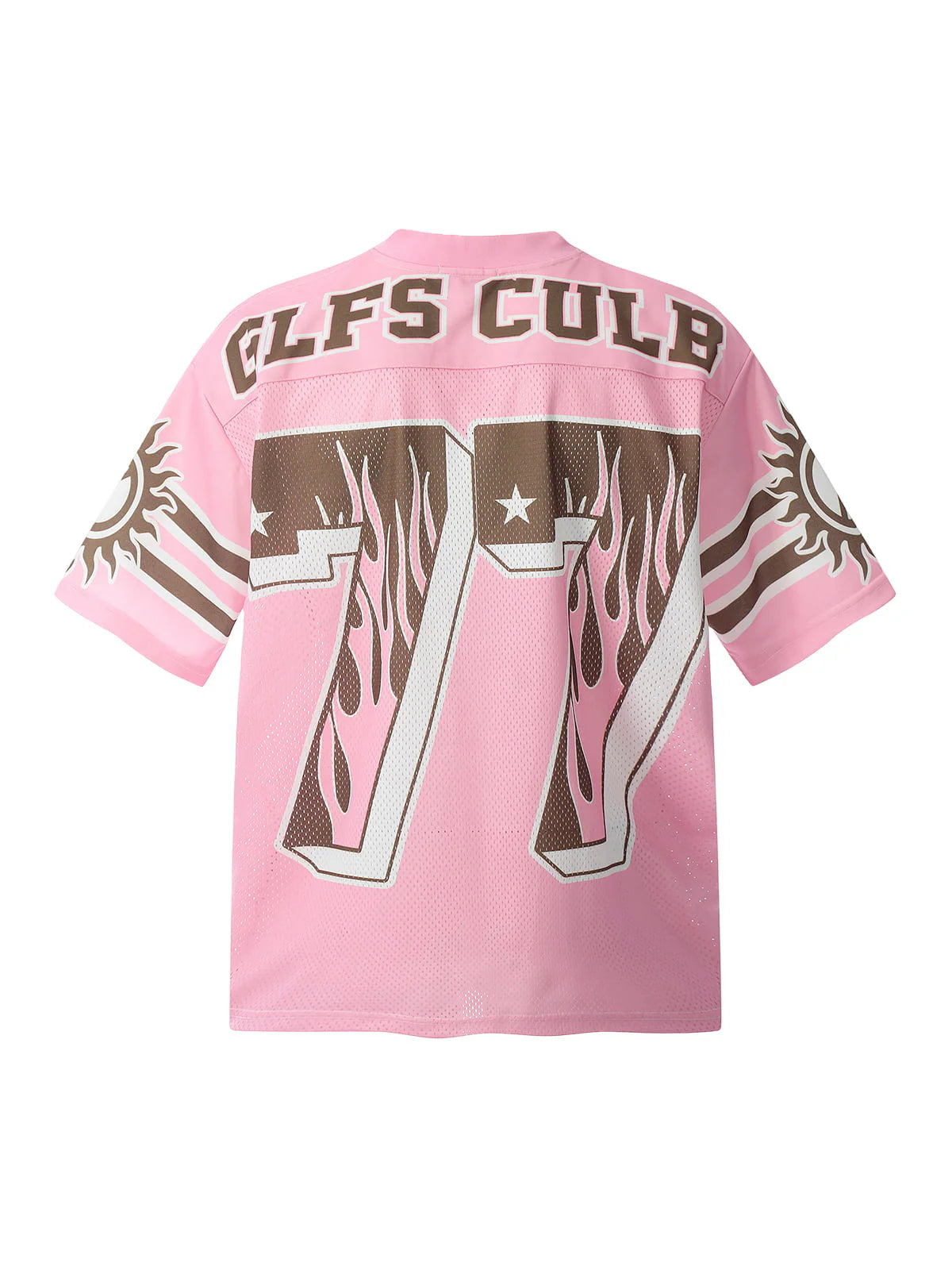 77 Flame Print Mesh Pink Jersey