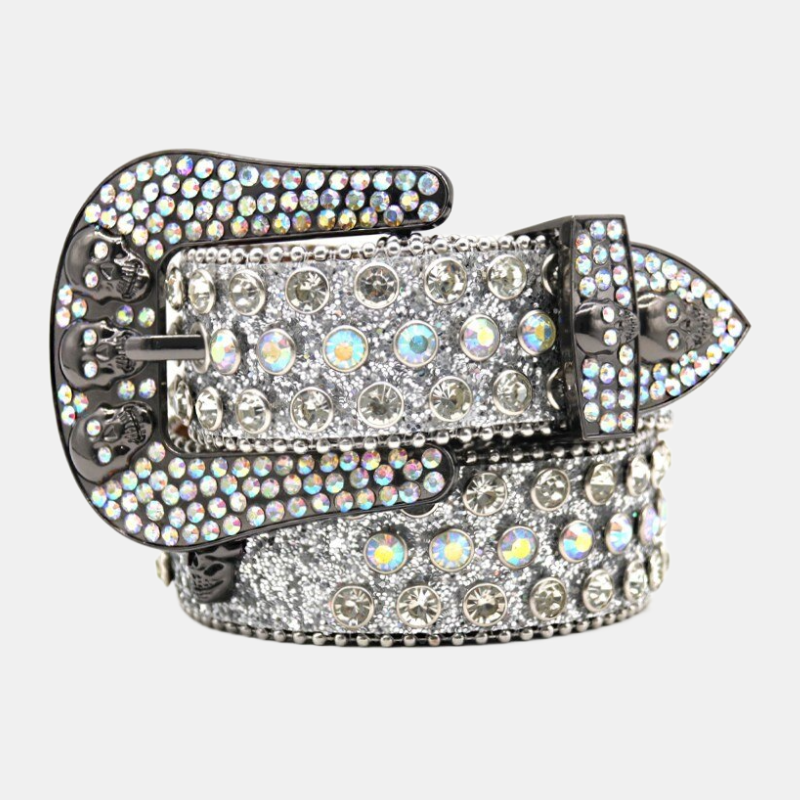 Skull & Diamond | Rhinestone Studded Belt – Santo