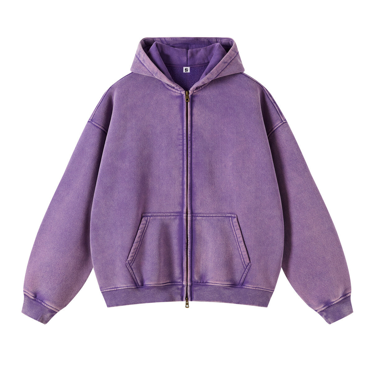 Retro Essence | Washed Oversized Zip-Up Hoodie - Santo