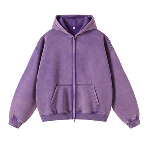 Retro Essence | Washed Oversized Zip-Up Hoodie - Santo
