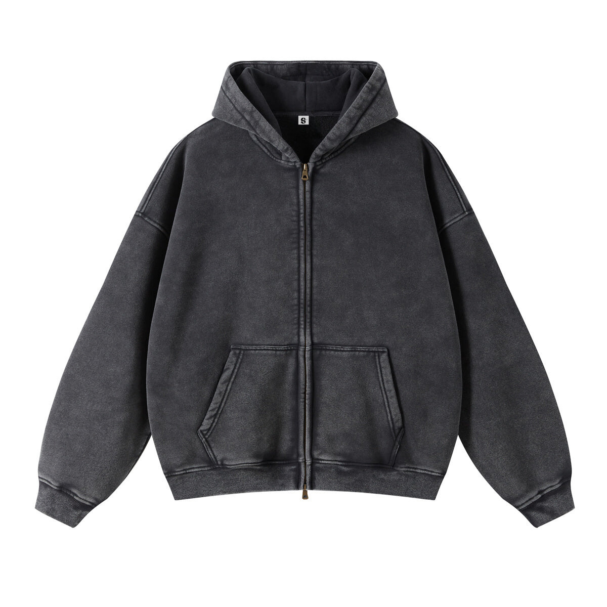 Retro Essence | Washed Oversized Zip-Up Hoodie - Santo