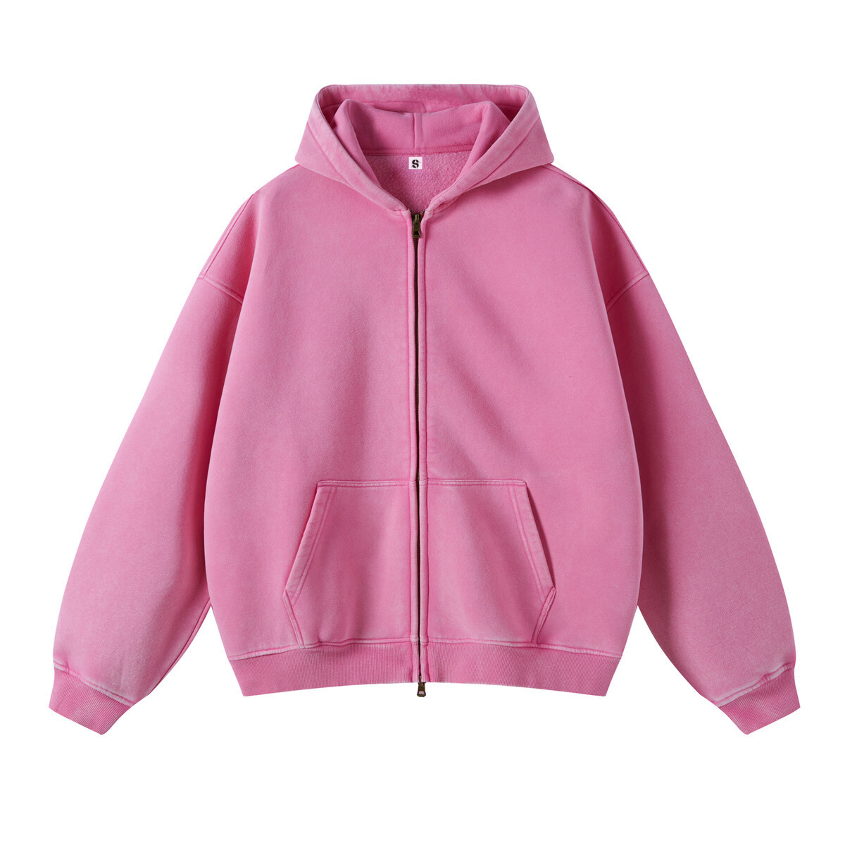 Retro Essence | Washed Oversized Zip-Up Hoodie - Santo