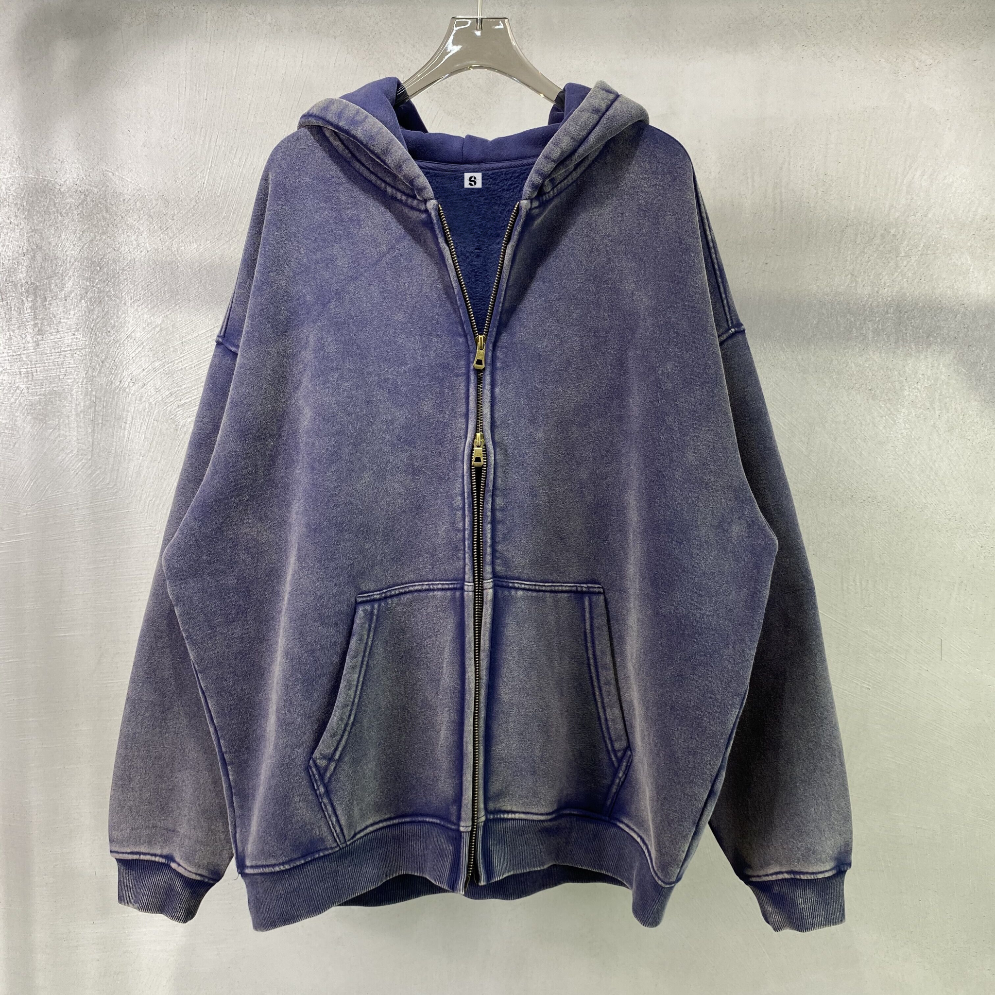 Retro Essence | Washed Oversized Zip-Up Hoodie - Santo