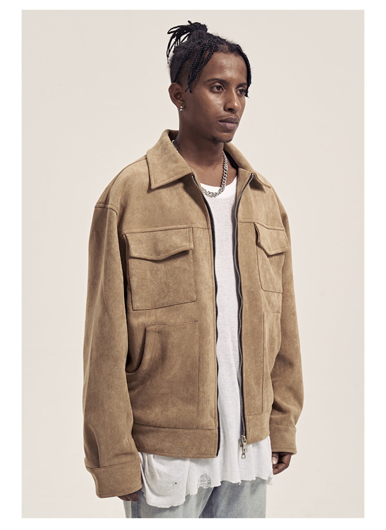 Urban Suede | Übergroße Jacke mit Reißverschluss