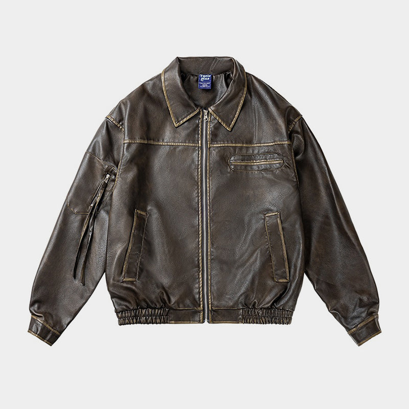 Leather Legacy | Classic Brown Bomber Jacket - Santo
