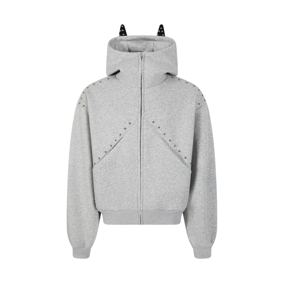 Horned Studded Jacket | Zip Up Streetwear Hoodie