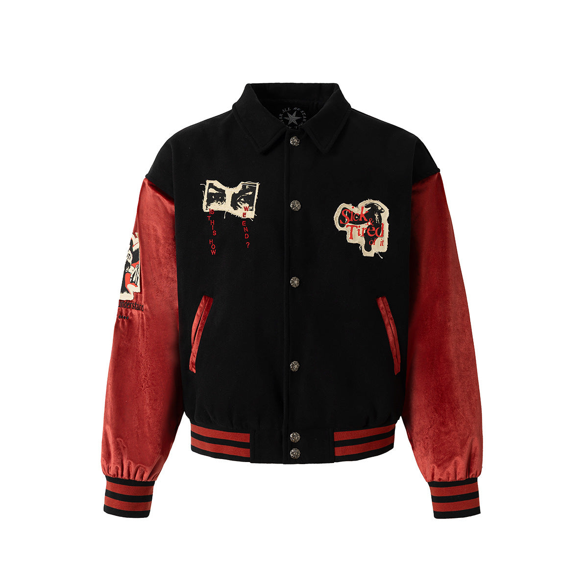 Casual Loose Fit Streetwear | Colorblock Patchwork Jacket - Santo