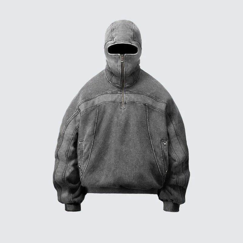 Vintage Washed Pullover | Spliced Streetwear Essential Hoodie - Santo