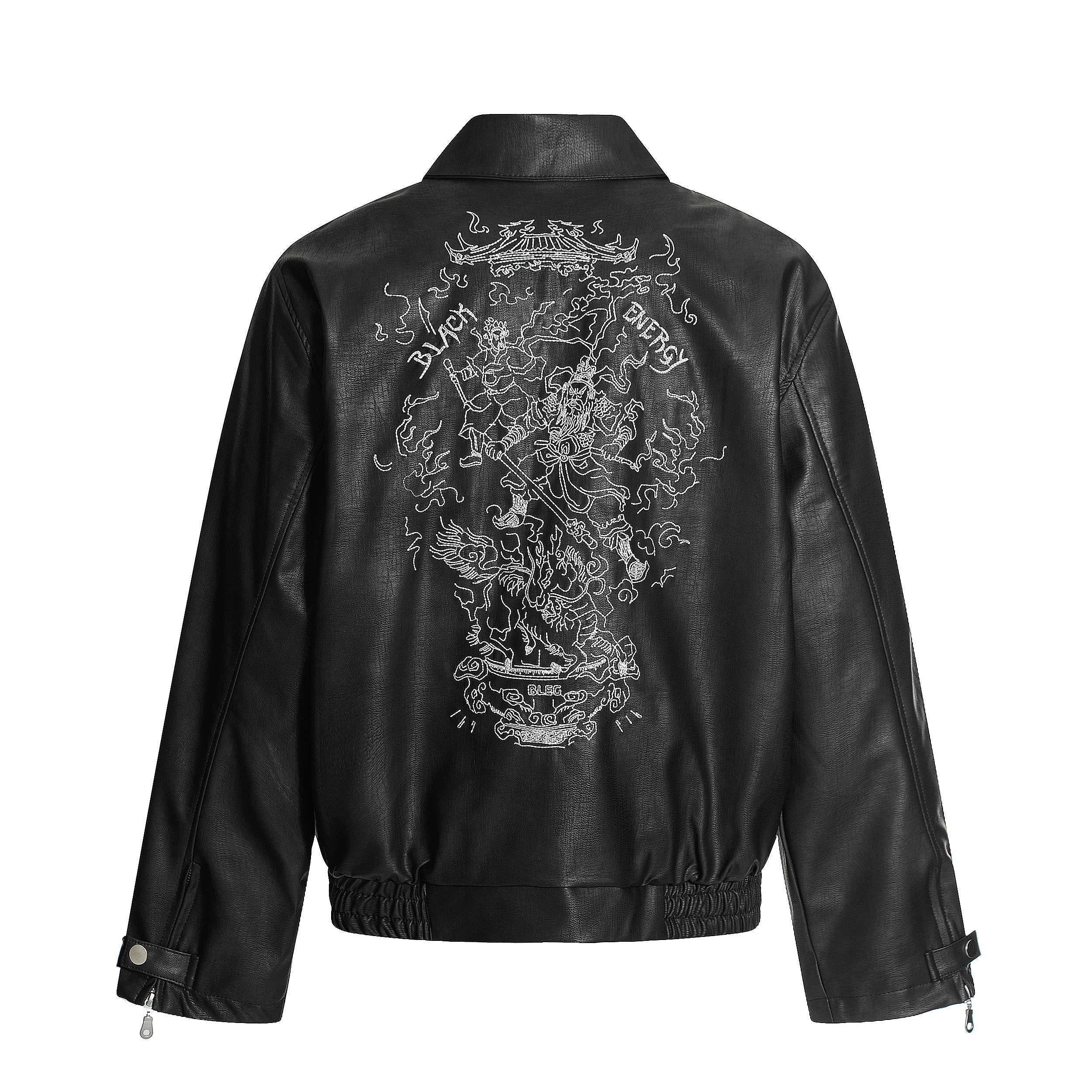 Retro Motorcycle Streetwear Coat | Embroidered Leather Jacket - Santo