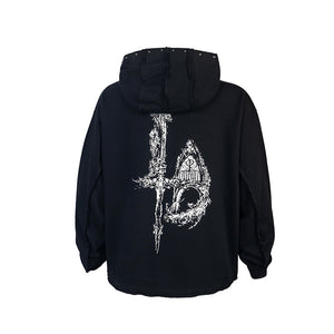 Dragon Bone Print Pullover | Retro Rivet Streetwear Hoodie - Santo