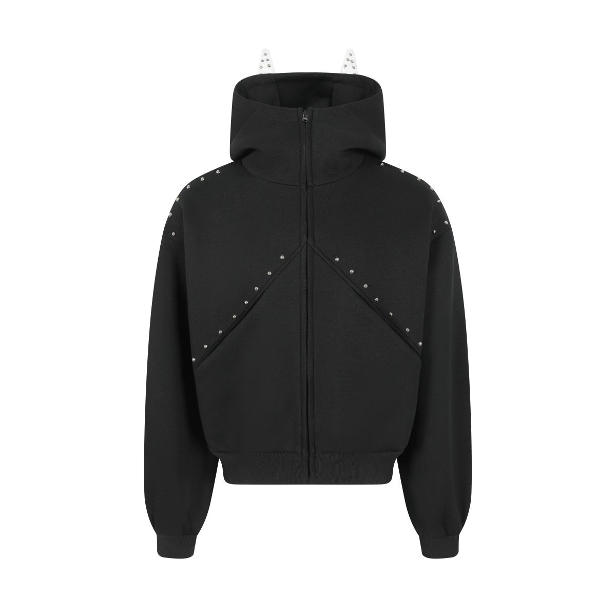 Horned Studded Jacket | Zip Up Streetwear Hoodie
