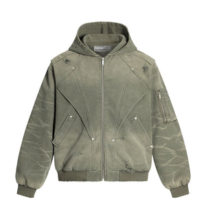 Distressed Washed Streetwear | Retro Patchwork Hoodie - Santo