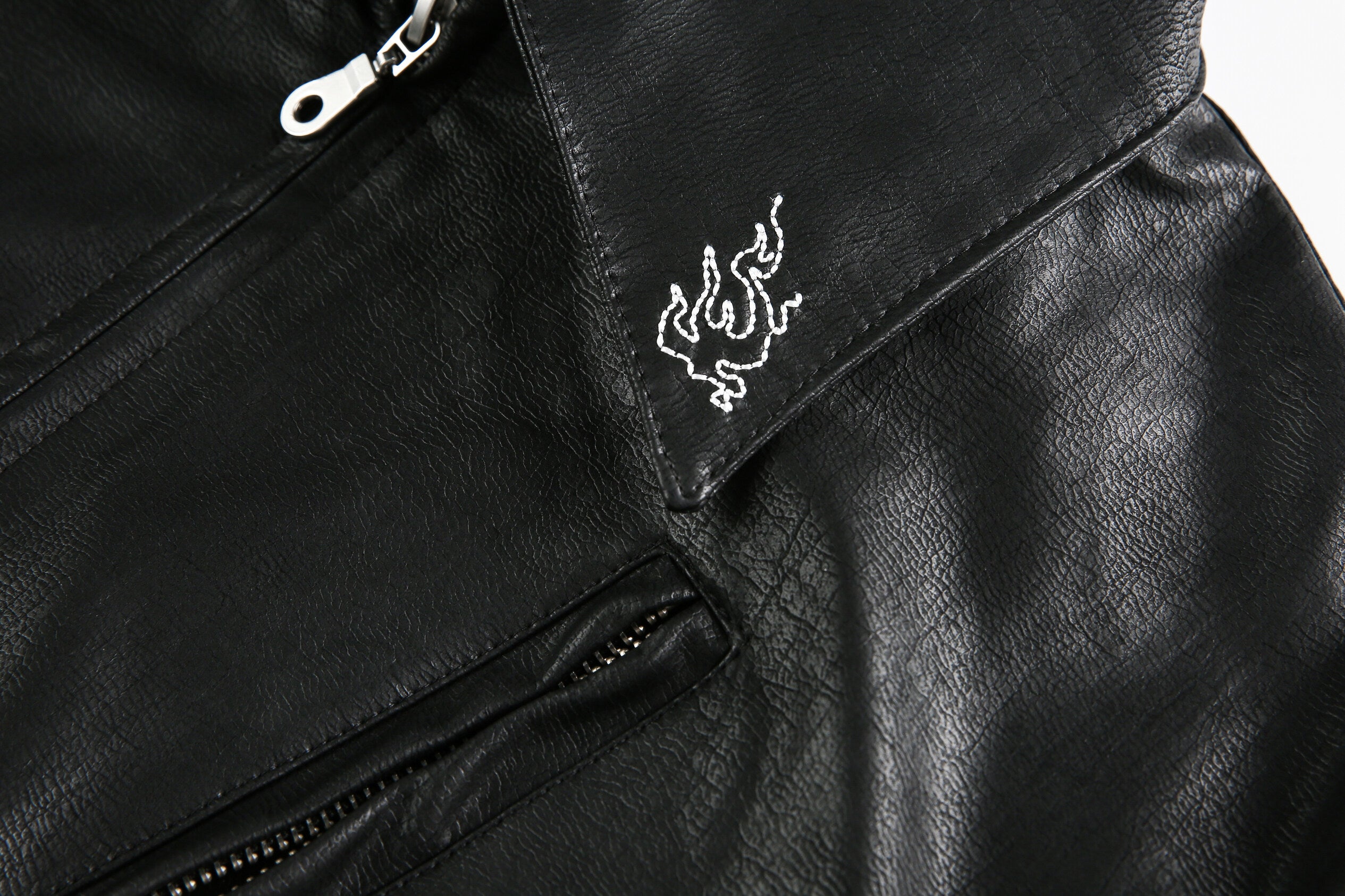 Retro Motorcycle Streetwear Coat | Embroidered Leather Jacket - Santo
