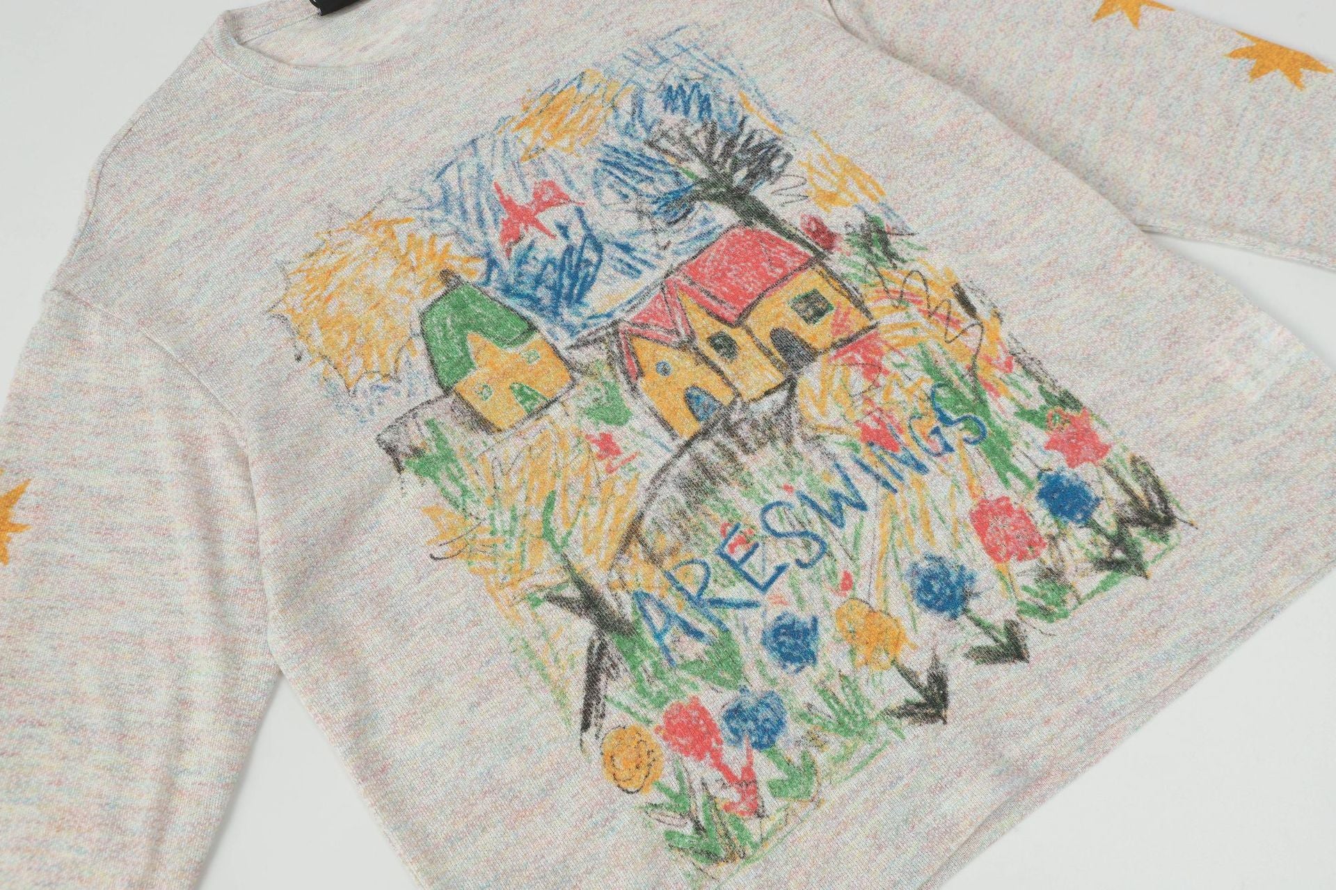 Retro Long Sleeve Streetwear Top | Graffiti Print Sweatshirt
