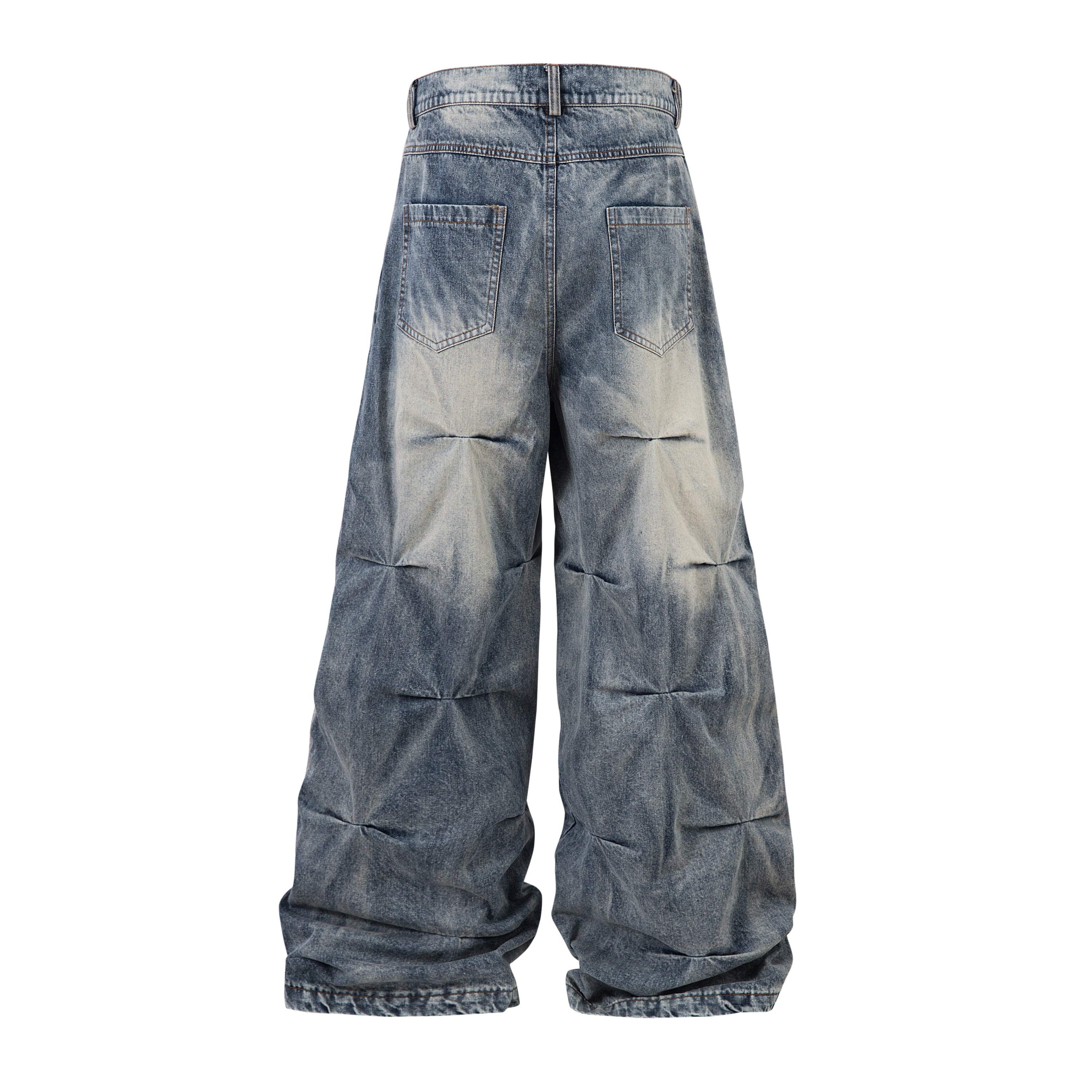 Washed Grid Pleat | Denim Jeans