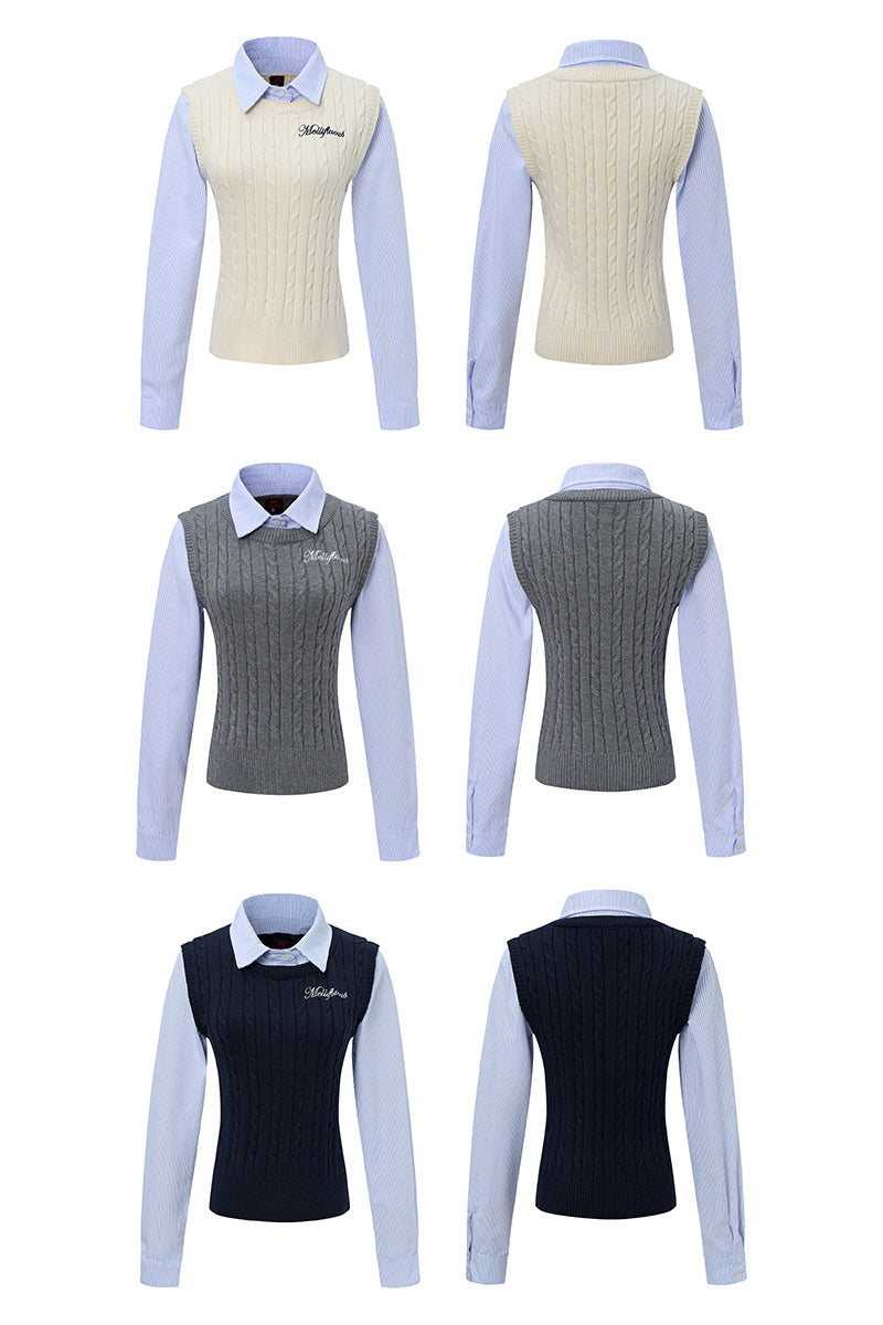 Layer Knit | Preppy Shirt Vest Combo