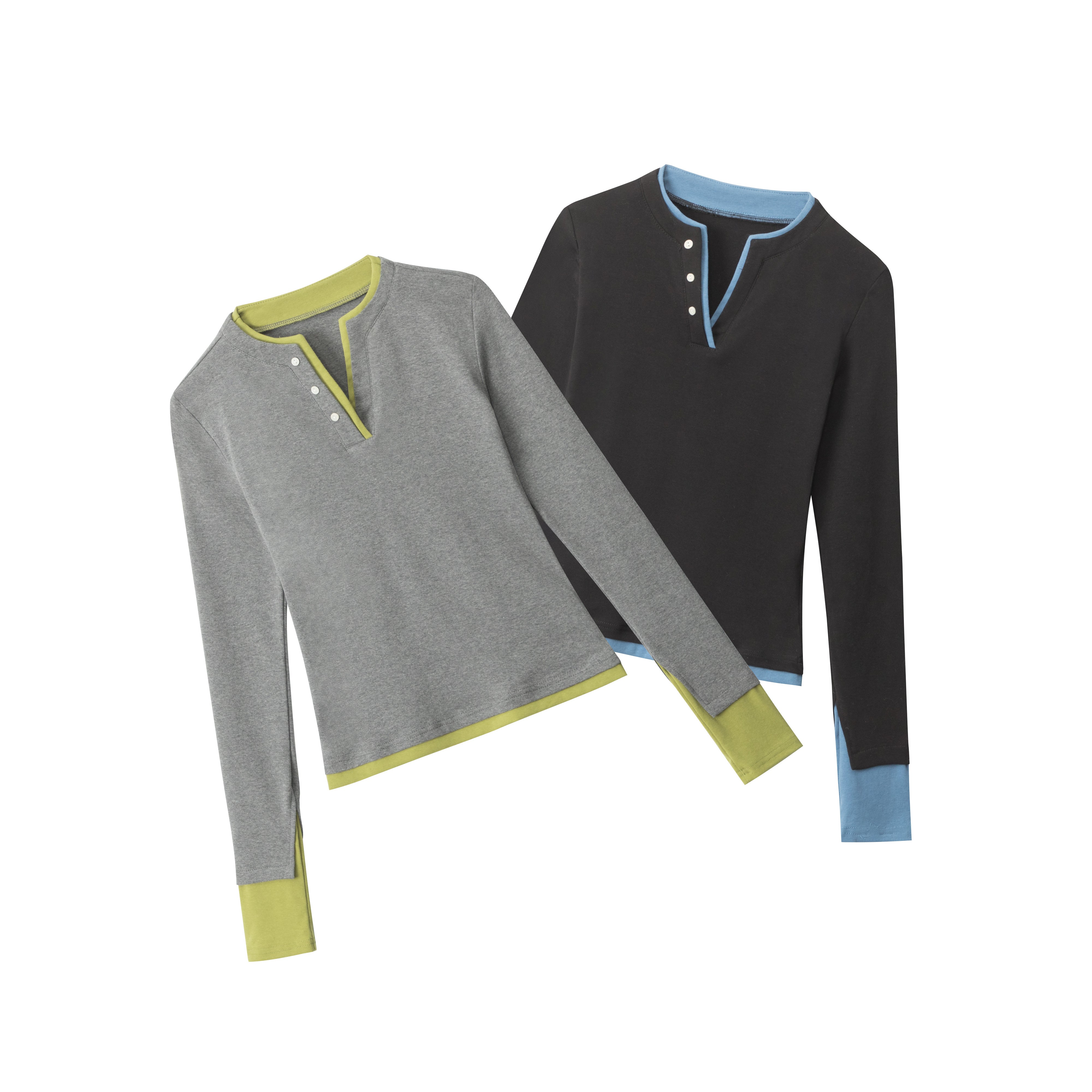 CONTRAST EDGE | Color-Trim Henley Duo