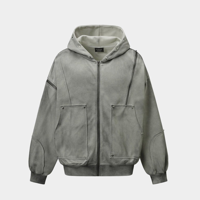 Washed Stitching Rivet | Hooded Jacket - Santo