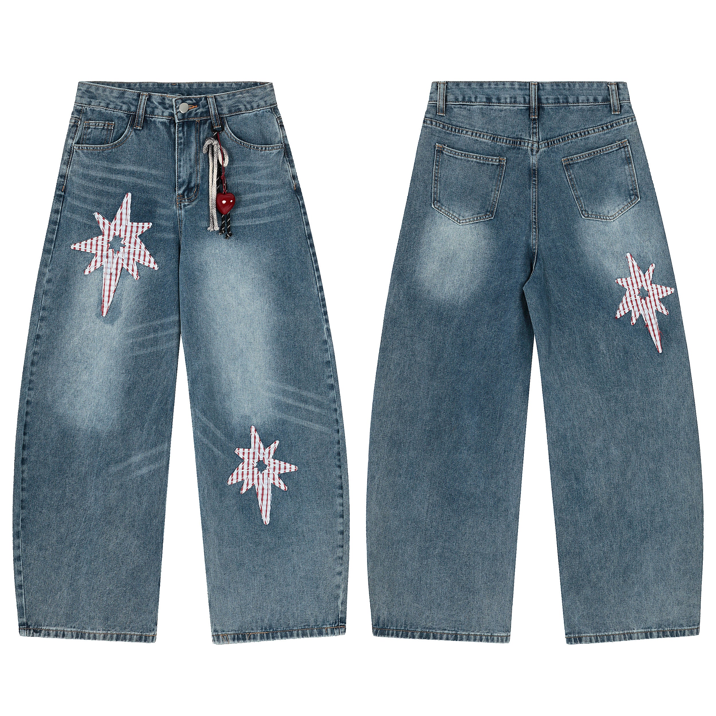 Gingham star | Patchwork straight denim