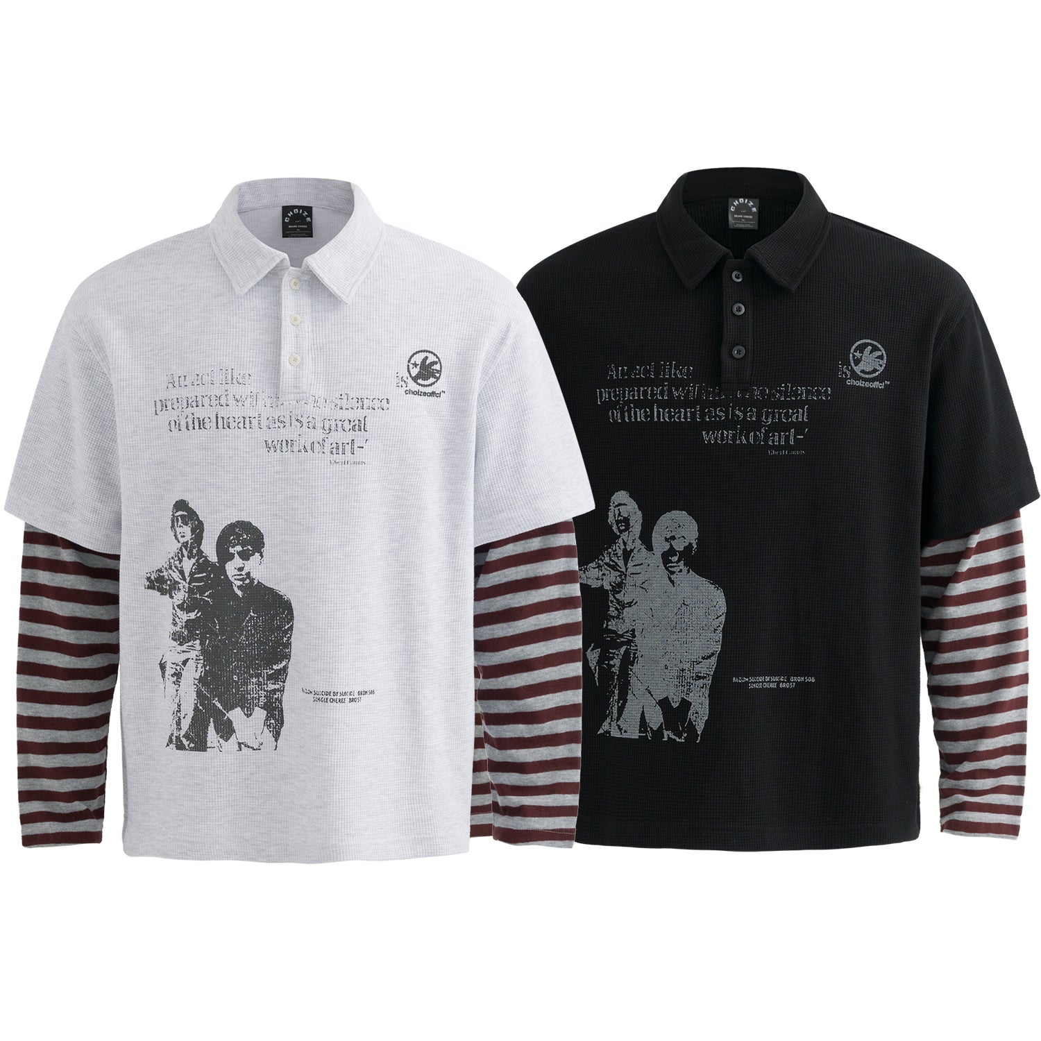 Vintage Striped Layered | Polo Sweatshirt - Santo