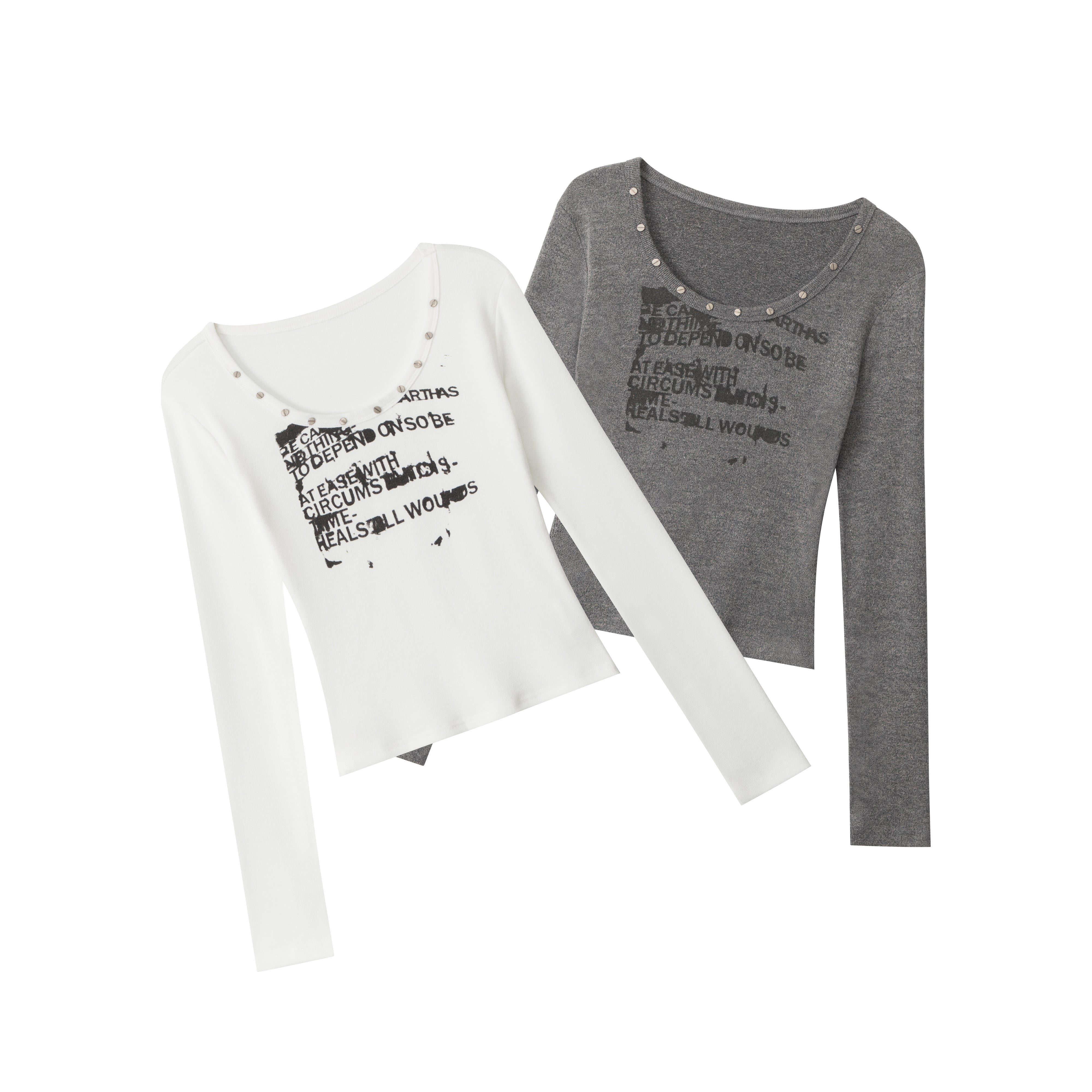 STUDDED SCRIPT | Graphic Scoop-Neck Set