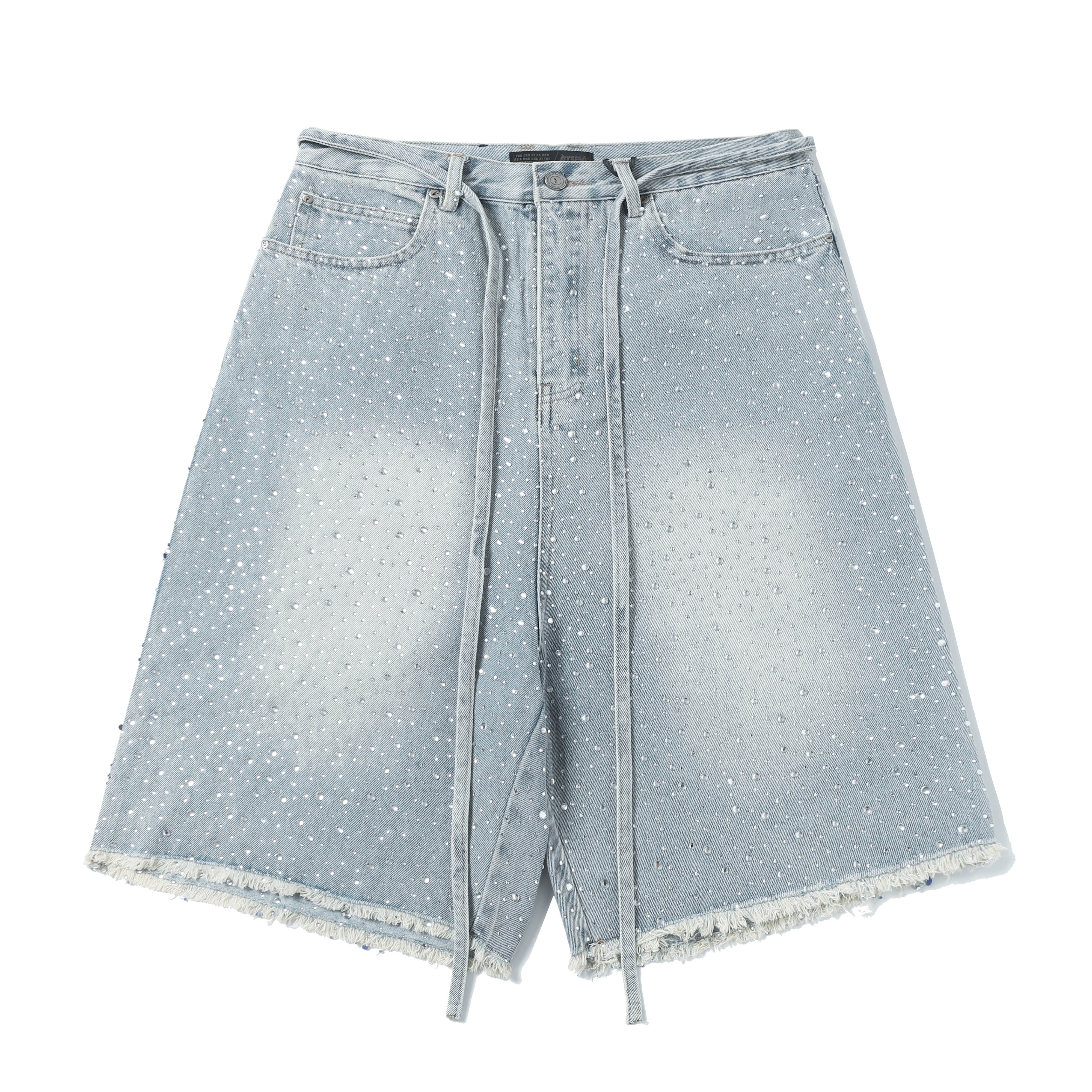 Rhinestone Frayed | Denim Shorts