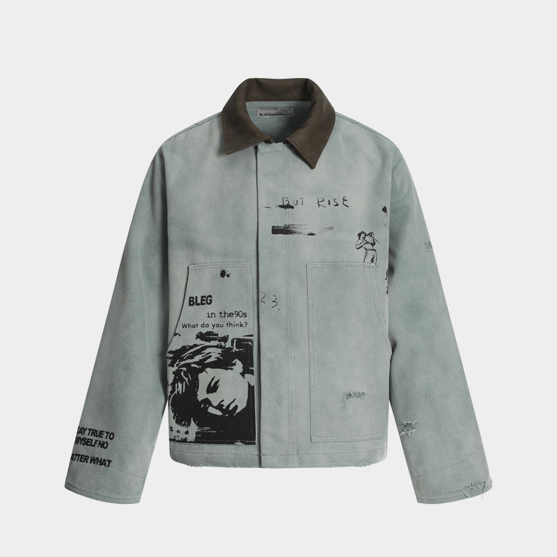 Retro Sketch Print | Detroit Jacket - Santo