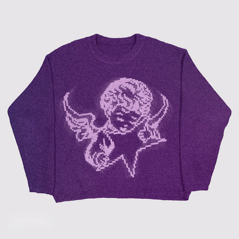 Cherubic Star | Angelic Graphic Knit Sweater - Santo
