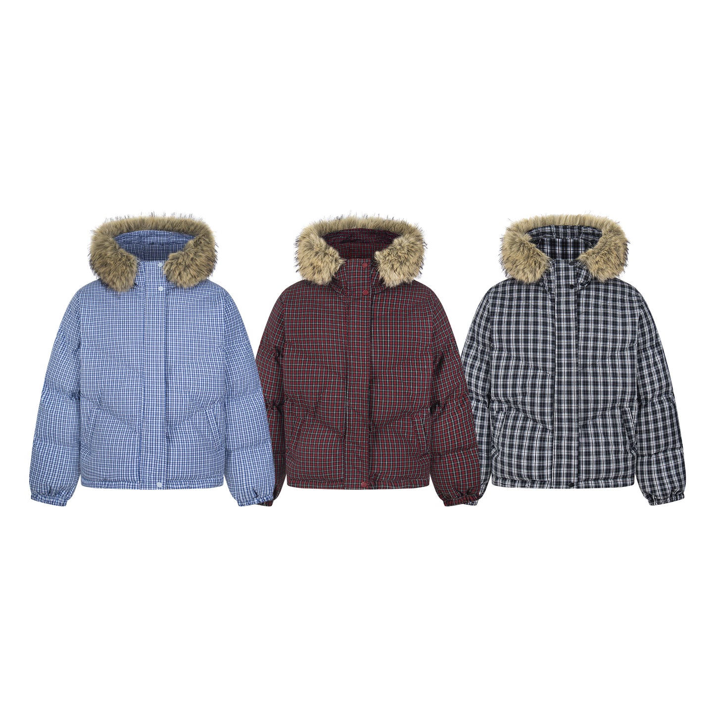 Winter Nest | Faux Fur Trimmed Plaid Puffer - Santo