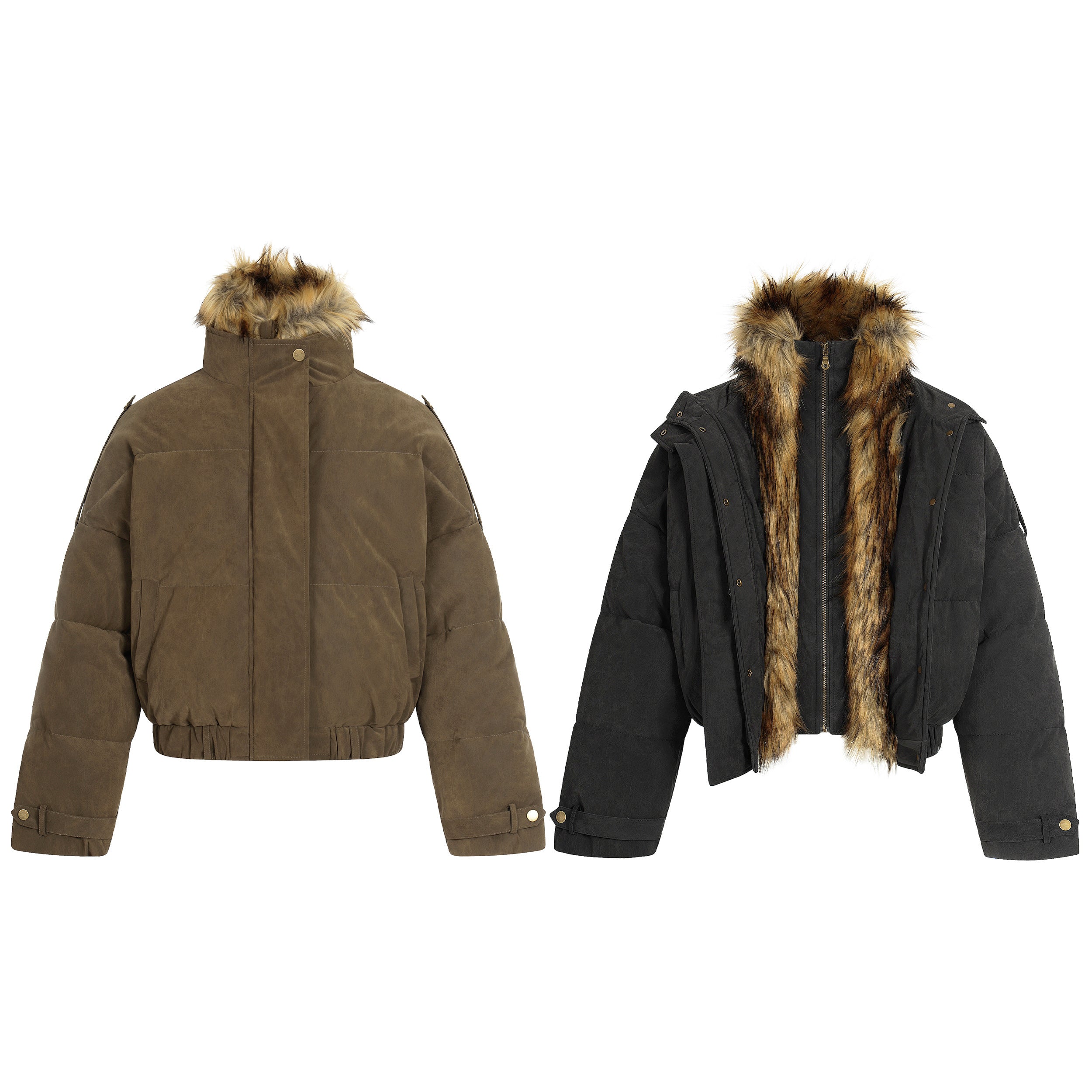 Nordic Trail | Faux Suede Puffer with Fur Lining